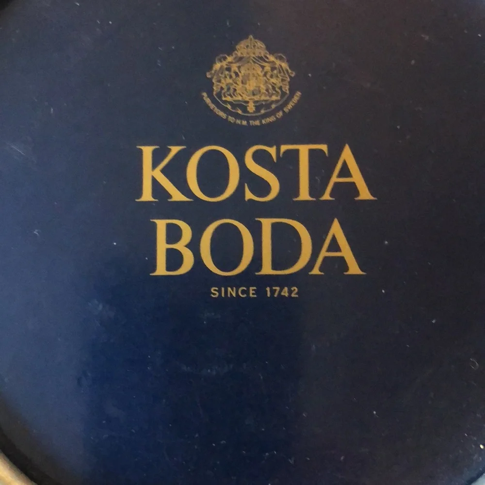 Kosta Boda Swedish orange glass “atoll” votive tea light candle holder